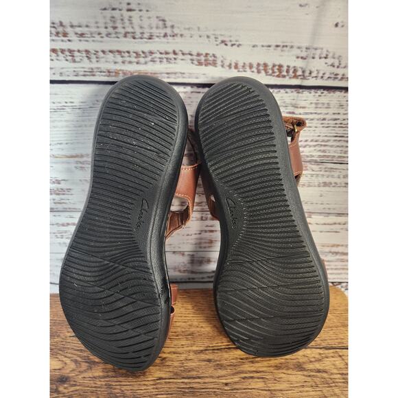 Clarks Laurieann Kay Women's T-strap brown leather sandals size 8W EUC - Picture 5 of 5